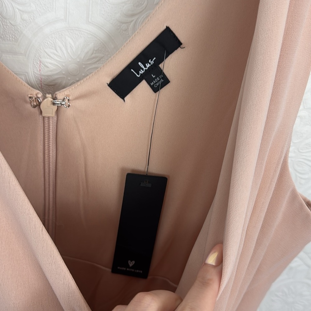 Lulus Thoughts of Hue Blush‎ Surplice Maxi Dress Wrap Slit Pink Sleeveless Large - Picture 7 of 9